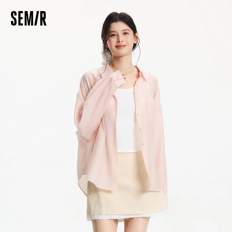 Semir Women Shirt Textured 2026 Loose Fit Two Piece Set Urban Casual Everyday Style Soft Comfortable Daily Wear