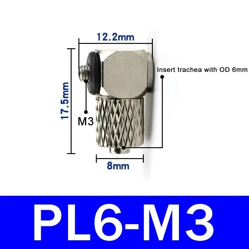 Male Thread M3 M4 M5 M6 -Air Tube 3mm 4mm 6mm OD Mini Pneumatic Pipe Connector Screw Through Quick Fitting Fast Twist Joint