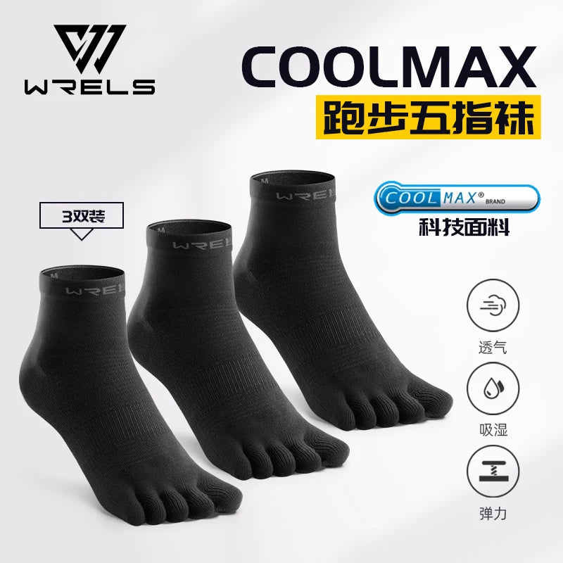 WRELS 1/3pair Toe Sock Coolmax Five Finger Running Riding Cycling Basketball Sport Moisture Wicking Sock Quick Dry Sports Socks