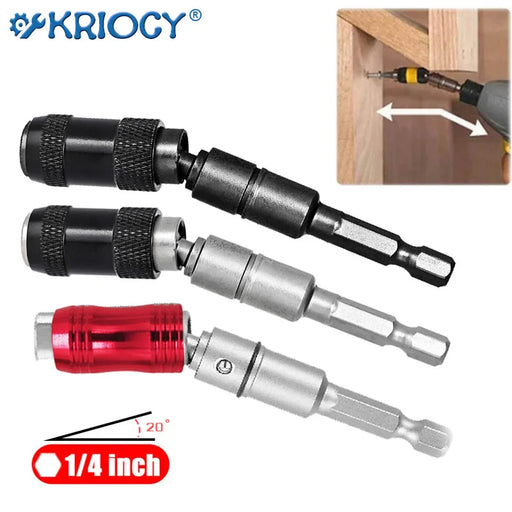 1/4" Hex Magnetic Screw Drill 20° Pivoting Locking Bit Quick Change Holder Guide Drill Bit Woodworking Screwdriver Extension Rod