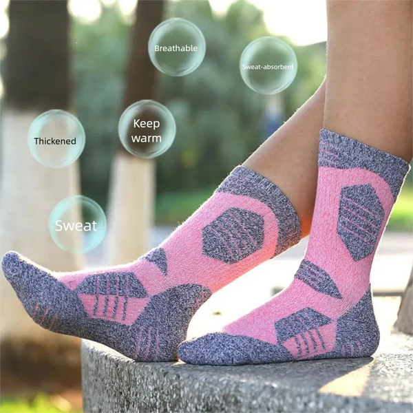 WRELS 1/2/3 Pairs Athletic Crew Socks Cushioned Sports Socks Women Breathable Moisture Wicking Elastic Hiking Mid‑Calf Socks