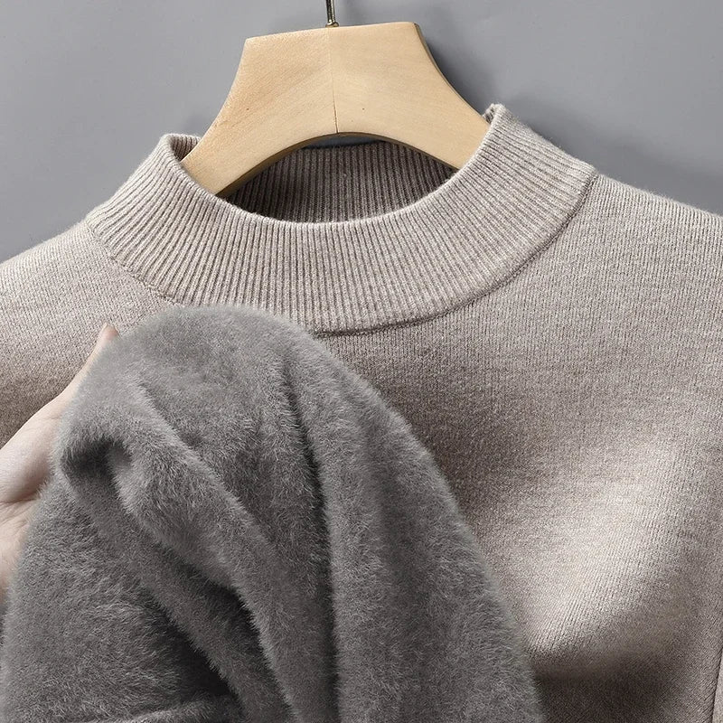 2026 Men's Solid Color Half Turtleneck Knitwear Sweater Mock Neck Pullover Casual Autumn Winter Sweatshirt Brand Mens Clothing