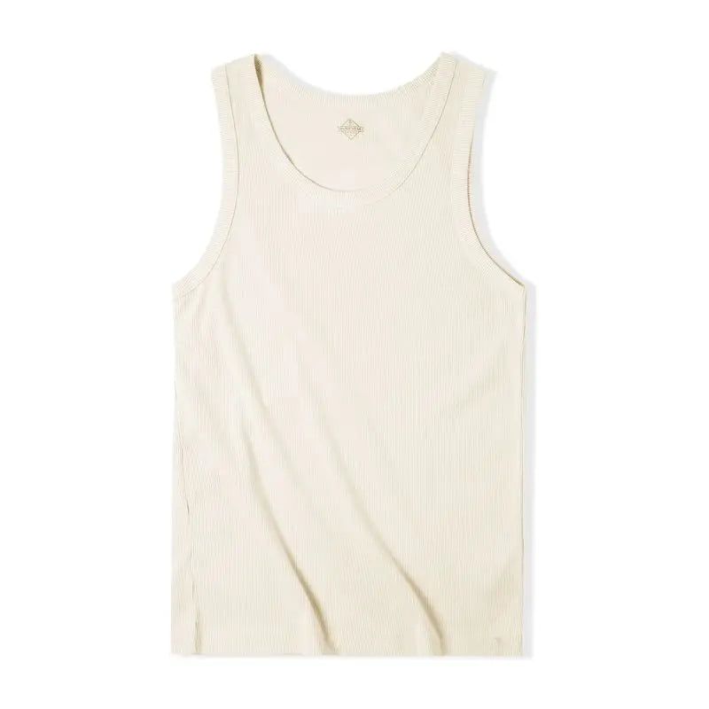 Maden Casual Men's Sleeveless Tank Tops Heavyweight Solid Color Ribbed Vest for Summer Slim Fit Sports Fitness Training T-shirt