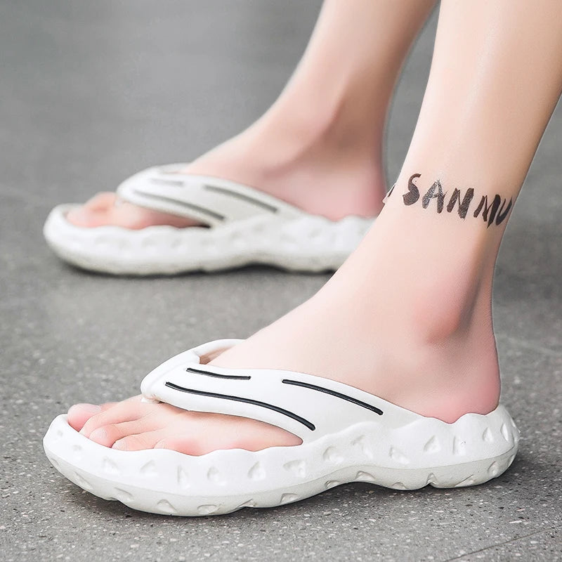 Summer Thick Sole Flip Flops Men EVA Slippers Comfortable Soft Slippers Blue Black White Size 39-46 Dropshipping