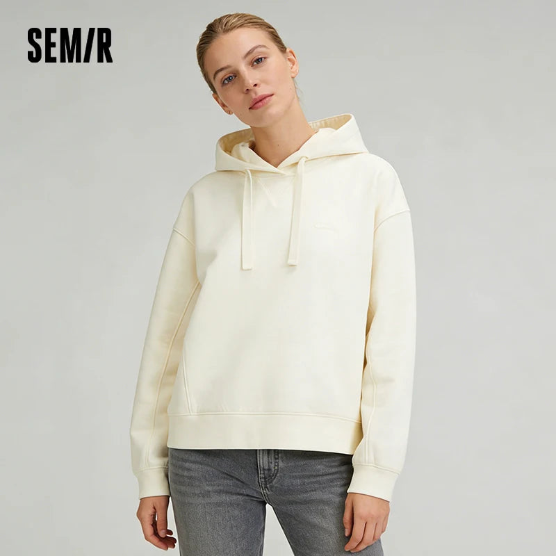 Semir Embroidered Hoodies Soft Texture Women Spring Casual Sweatshirt Fashion Comfort Loose Style Gentle Trend Cozy New 2026