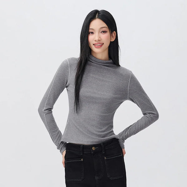 អាវយឺតប៉ាក់ Semir សម្រាប់នារី ក្តៅឧណ្ហៗ ក ស្មាធម្មតា ស្លីមសម សម្រាប់ពាក់ប្រចាំថ្ងៃ រដូវរងាថ្មី ឆ្នាំ២០២៦