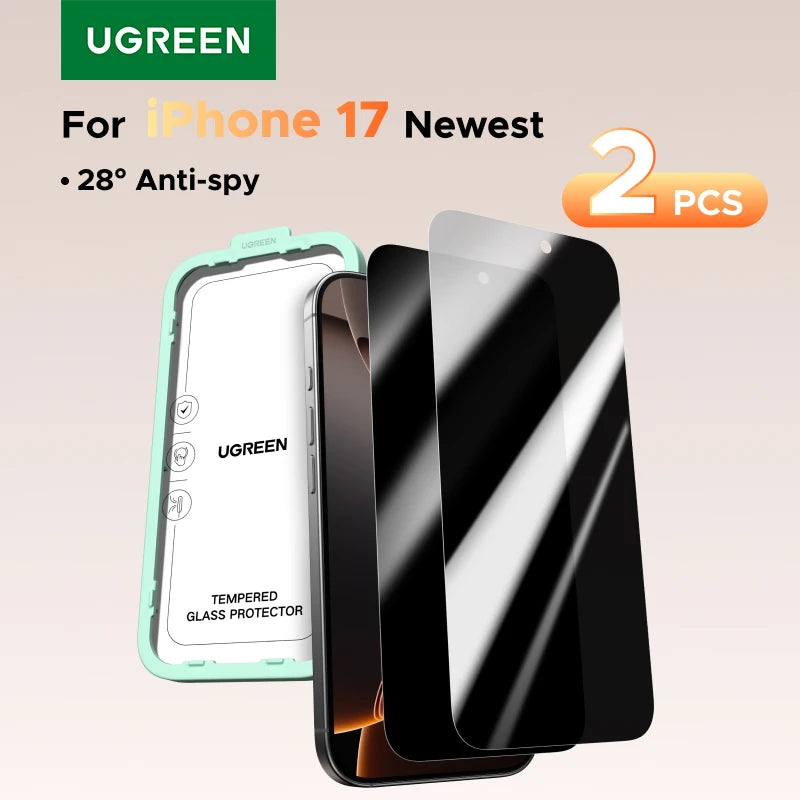 UGREEN 2PCS Privacy Screen Protector For iPhone 17 16 Pro Max Anti-Spy Tempered Glass For iPhone 17 Air Screen Protectors