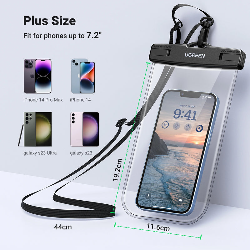 UGREEN 7.2 inch IPX8 Waterproof Phone Case Bag For iPhone 16 15 14 13 12 Pro Max Samsung Universal Swimming Protective Pouch Bag