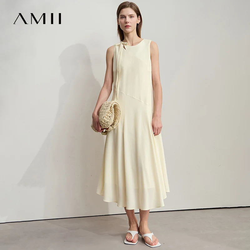 រ៉ូប Amii Minimalist សម្រាប់នារី រដូវក្តៅ ឆ្នាំ២០២៥ រ៉ូបការិយាល័យថ្មី រចនាបទសាមញ្ញ ដៃវែង រំយោល ងាយស្រួលពាក់ 12542120