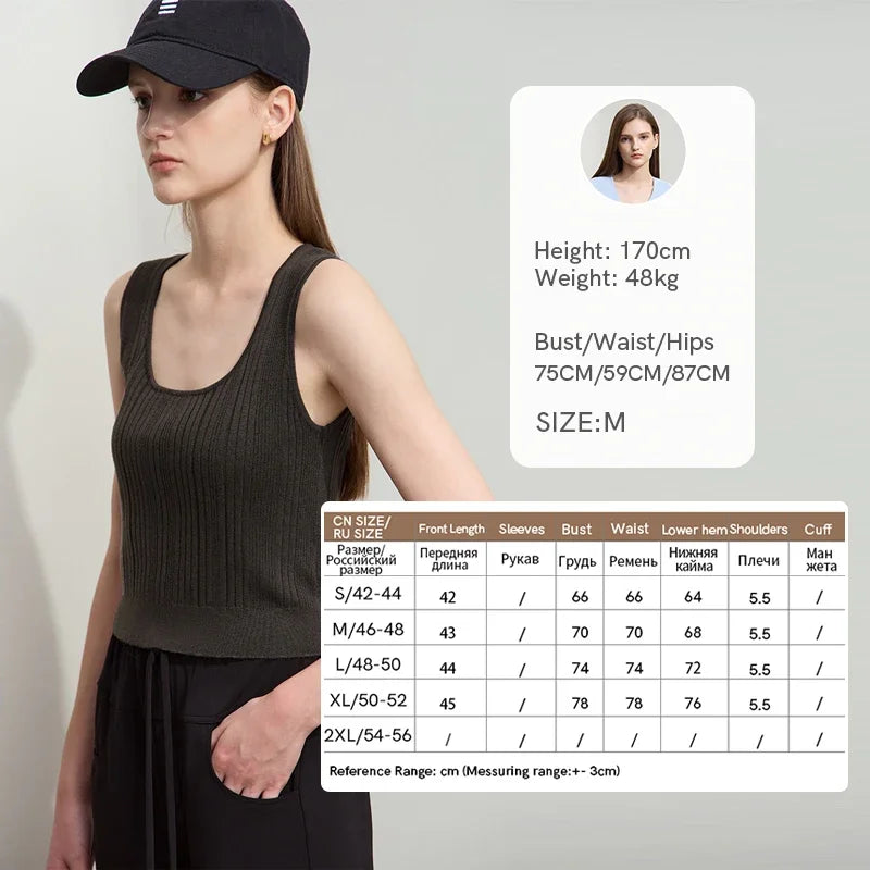 Amii Minimalist Woolen Suspender Vest 2026 Summer New Solid Large U-neck Short Slim Versatile Commuter Crop Top Women 12521004