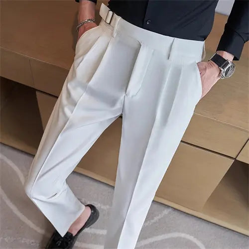 2026 New Black Mens Suit Trouser, Fashion Casual Pants, Blue Khaki White Pantalones Hombre 28-36 Male Pant