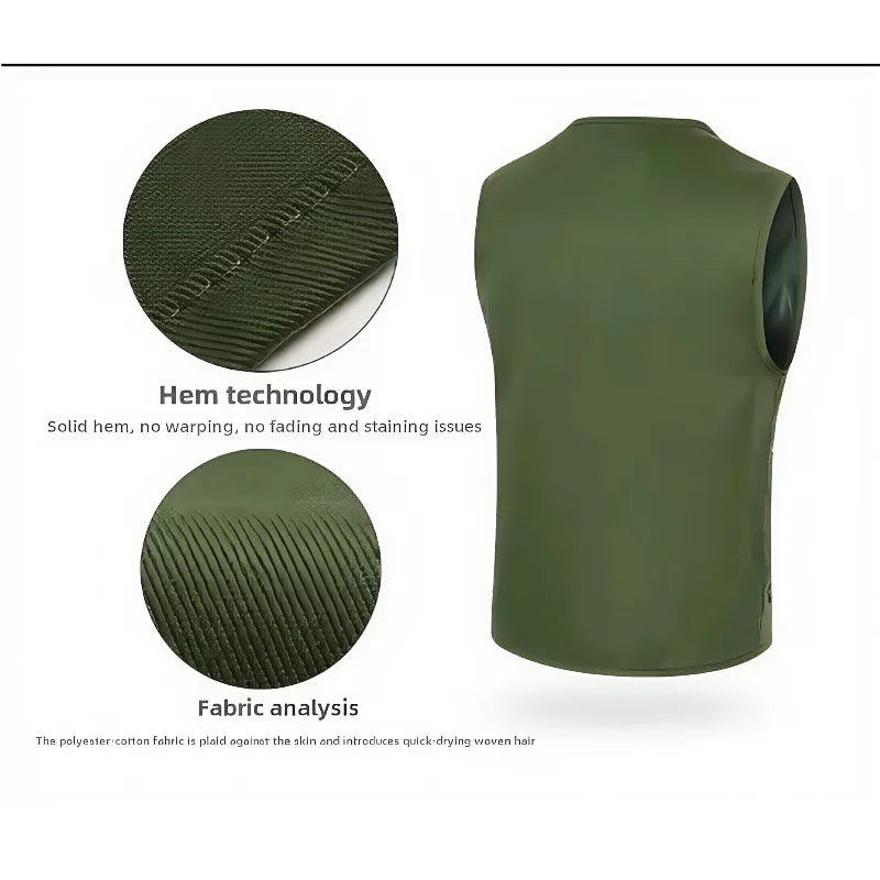 Male Outerwear Vest Thickened Zipper Work Vest Custom Printing Logo Multi-Pocket Activity Vest Team Workwear 9 Colors