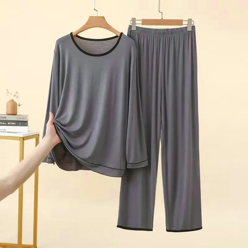 Modal Two-piece Women's Pajamas for Lady Pijama New Spring Autumn Long Sleeve Home Wear Nightwear Woman Sleepwear Pyjama Set