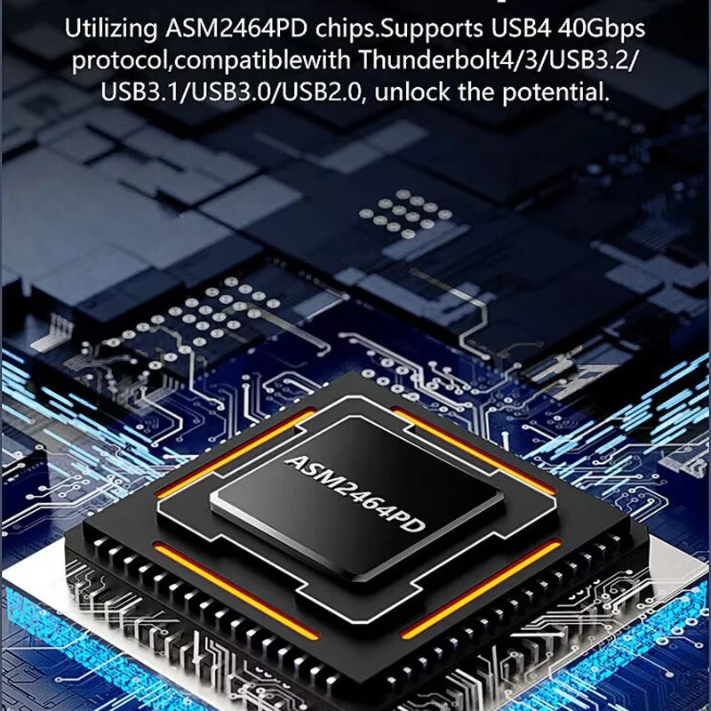 ប្រអប់ Blueendless USB4 40Gbps M.2 NVMe SSD ជាមួយកង្ហារត្រជាក់ ប្រអប់ PCIe 4.0 Solid State Drive ដែលឆបគ្នាជាមួយ Thunderbolt 4/3