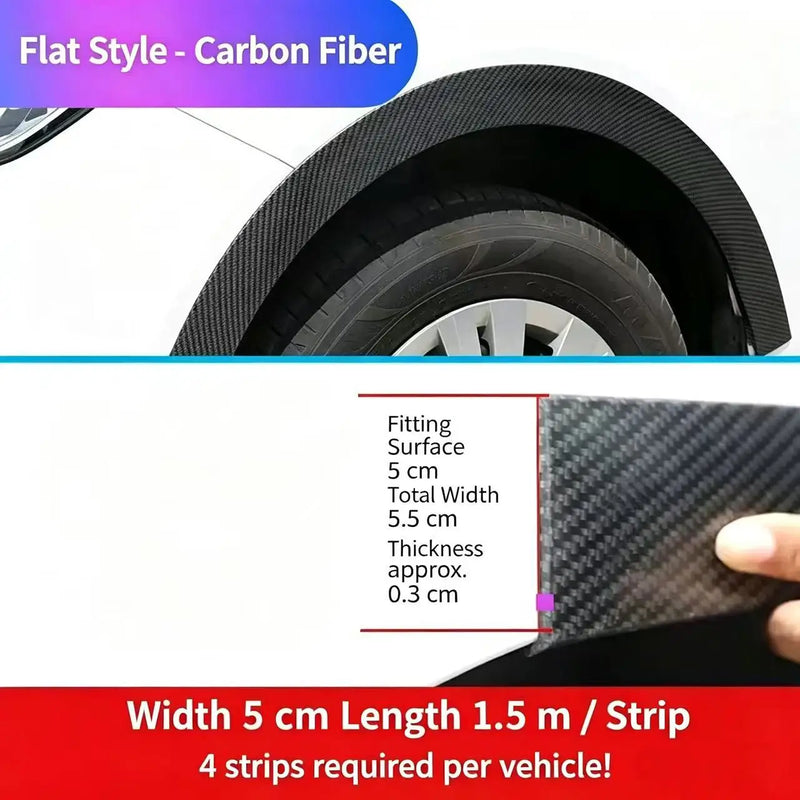 Universal Carbon Fiber Car Fender Flares Self-Adhesive Rubber Wheel Eyebrow Anti-Scratch Anti-Collision Protector Trim Strip