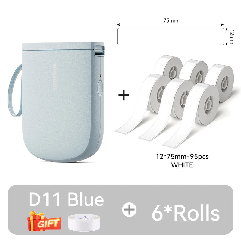 NiiMbot D11 Bluetooth Thermal Label Printer Portable Wireless Label Maker Machine Multiple Templates Available for Office Home