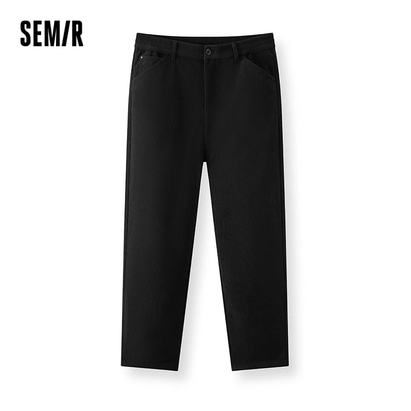 Semir Casual Pants Men Corduroy Loose Tapered Pants Half Elastic Waist 2025 Winter New Long Pants Simple Versatile Men'S Wear