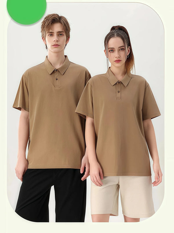 Summer button-down polo shirt new short-sleeved men's casual work clothes with printed logos and cultural advertisements