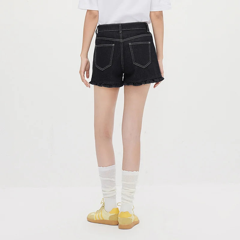 Semir Women Pants Denim Ruffle Trim Shorts Cool Stylish Minimalist Versatile A Line 2026 Summer Casual Top