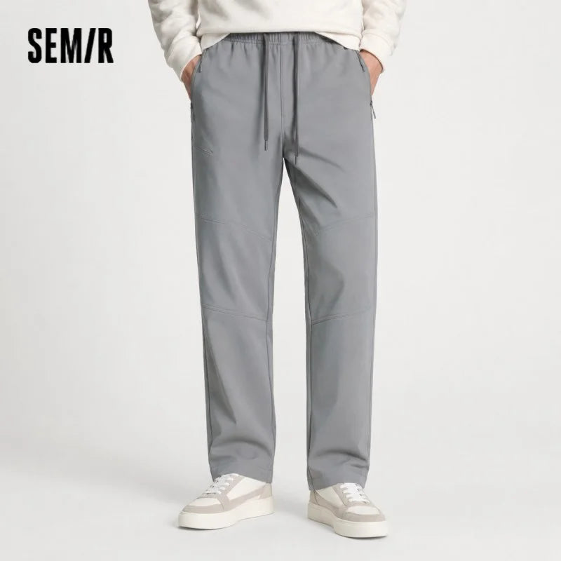 Semir Casual Pants Men Fleece Lined Three-Resistant Outdoor Long Pants 2025 Winter New Straight Leg Elastic Waist Versatile