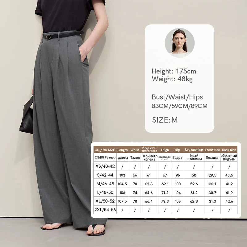ខោ Amii Minimalism សម្រាប់នារី រដូវស្លឹកឈើជ្រុះ ឆ្នាំ២០២៦ ខោជើងវែងថ្មី ដែលអាចបត់បែនបាន ខោរលុង ពណ៌សុទ្ធ ខោជើងវែងធម្មតា 12641076