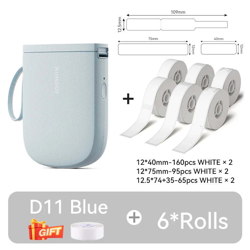 NiiMbot D11 Bluetooth Thermal Label Printer Portable Wireless Label Maker Machine Multiple Templates Available for Office Home