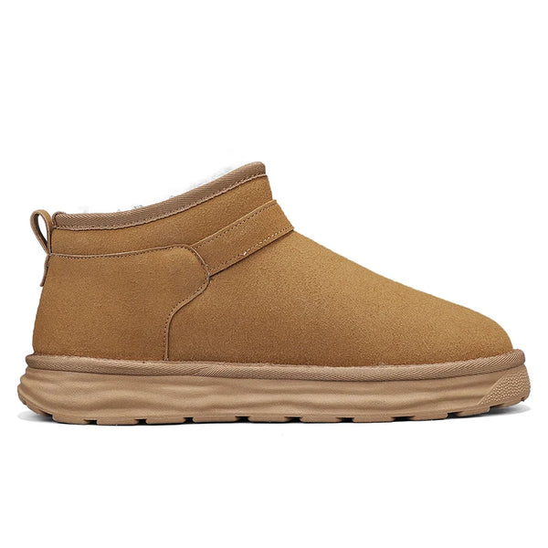 Winter Mens Ankle Suede Leather Snow Boots Men Plush Fur Snowshoes Warm Cotton Shoes Anti-Skid Snowboots Dropshipping