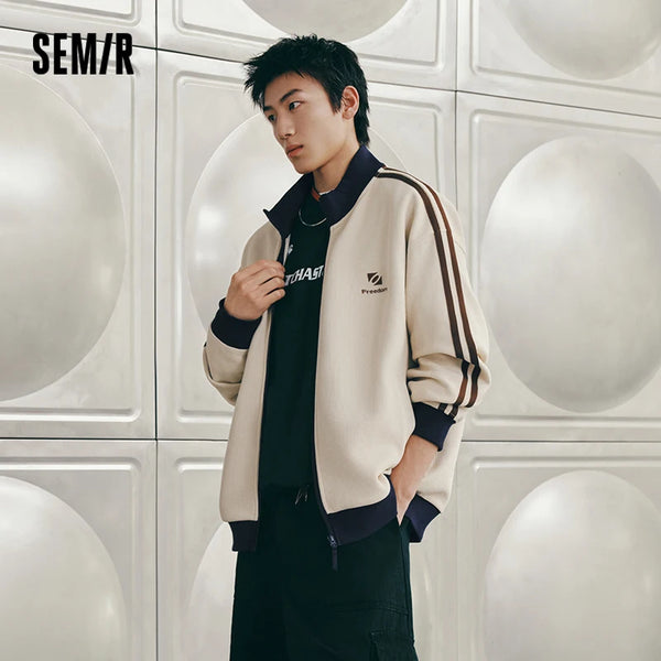 អាវក្រៅបុរស Semir ឆ្នូតពណ៌ ប៉ាក់អក្សរ កអាវរលុង ធម្មតា រដូវស្លឹកឈើជ្រុះ ពាក់ប្រចាំថ្ងៃ 2026