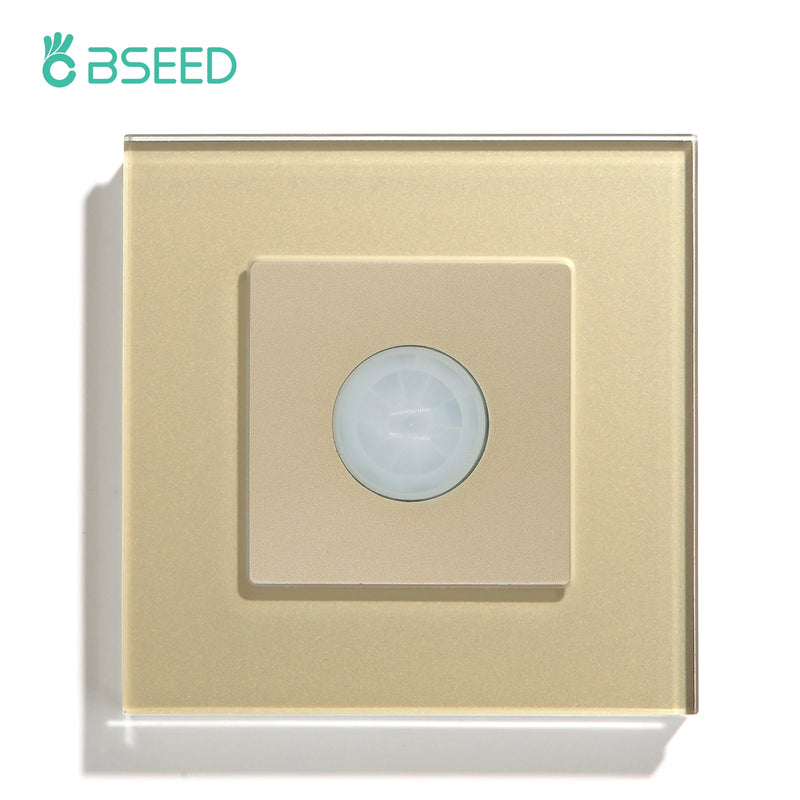 BSEED Human Body Sensor Switch Wall Lamp Switch 90℃ Infrared Motion Detector Galss Frame Plastic FrameEU Standard Light Switches