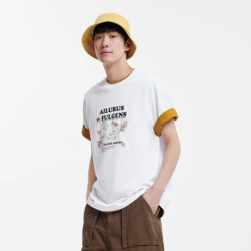 Semir Mens Tshirt 2026 Outdoor Style Letter Printed Loose Fit Fashion Casual Soft Daily Wear