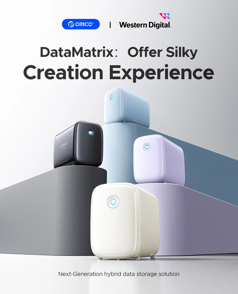 ORICO DataMatrix Editing Hybrid Converged Storage WD Red HDD,NVMe SSD,RGB Aura ,10Gbps USB & RJ45,Seamless Workflow for Creators