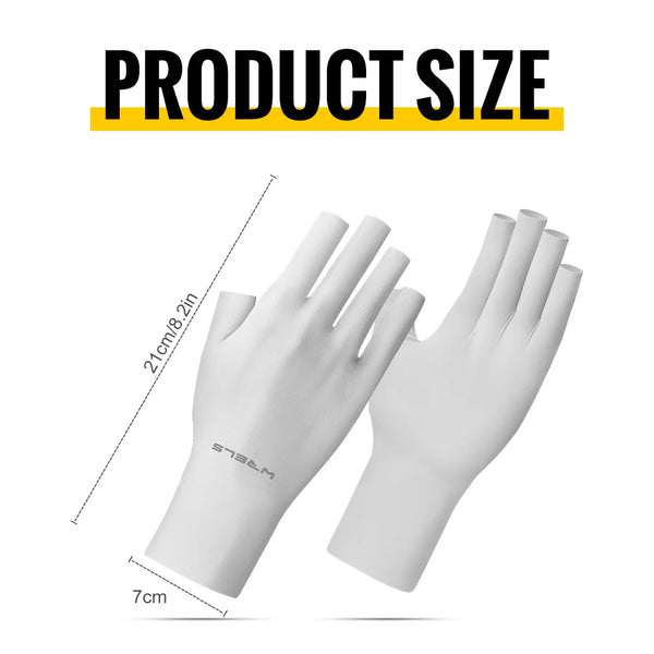 WRELS Fingerless Gloves Summer Sunscreen UV Protection Ice Silk Gloves Are UV Resistant Non Slip UPF50+ Fingerless Gloves