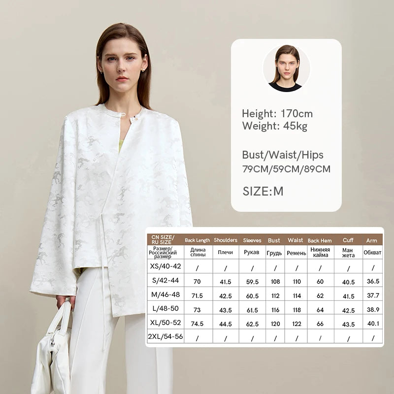 Amii Women's Jacket 2026 Autumn New Chinese Elegant Jacquard Tie Coat O-Neck Loose Asymmetric Placket Long Sleeve Coats 12641097