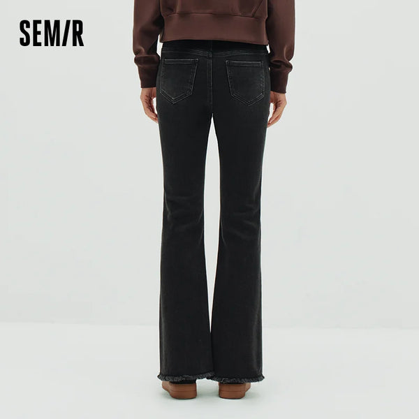 ខោខូវប៊យ Semir ទន់សម្រាប់ស្ត្រី 2026 និទាឃរដូវ ដើម ហែម បំបែក ជម្រាល ជើង ម៉ូដធម្មតា ខោវែងមានផាសុកភាព អាចបត់បែនបាន