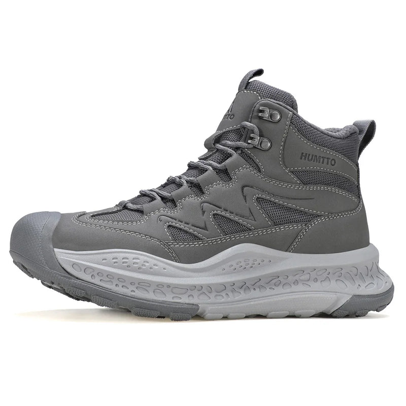 HUMTTO Genuine Leather Hiking Shoe for Men Breathable Outdoor Men's Sports Shoes Non-slip Winter Sneakers Black Trekking Boots