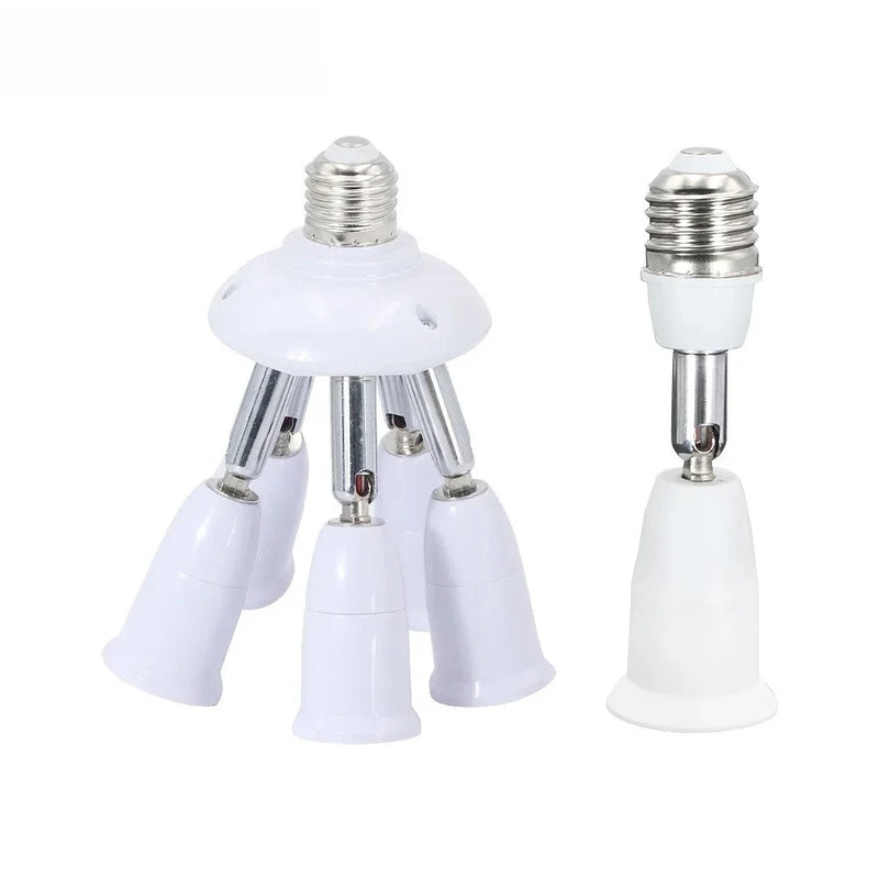 ឧបករណ៍បំបែករន្ធ E27 របស់ JOYINLED មានក្បាល 3 សម្រាប់ប្តូរទីតាំងបាន 360° និងអាចបត់បាន 180° សម្រាប់អំពូល E27 ទៅ E27 សម្រាប់ចង្កៀង LED
