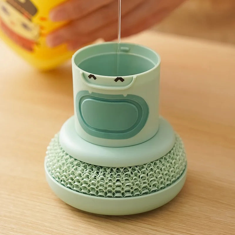 New Cute Cartoon Kitchen Pressing Brush Pot Scrubber Cleaning Decontamination Tool for Home Essentials