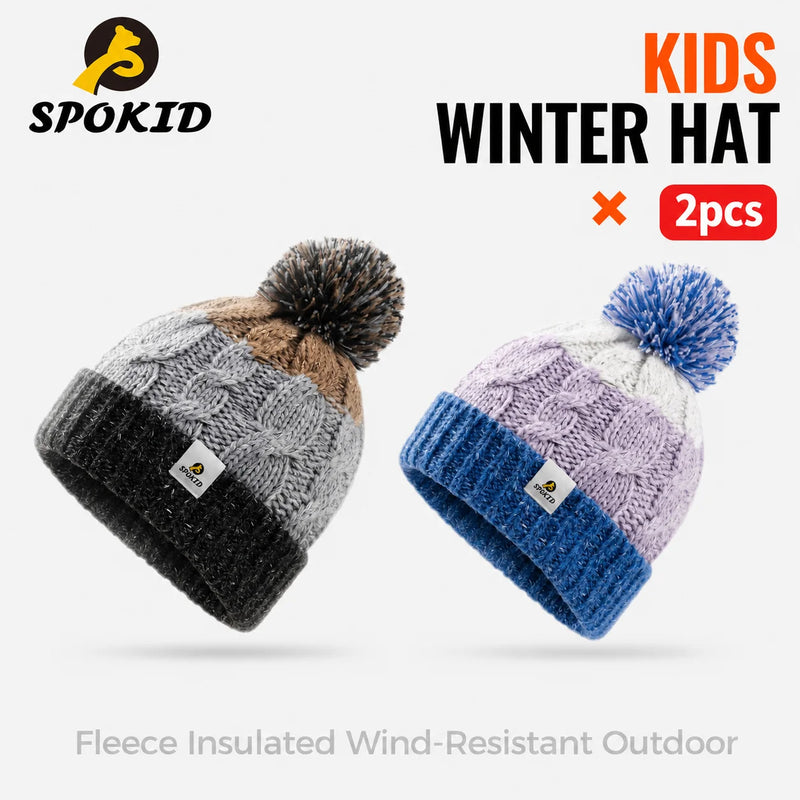 WRELS Merino Wool Knitted Hat Thick Warm Skull Cap Windproof Ear Protection Boys Girls Kids Winter Hiking Outdoor Skiing  Beanie