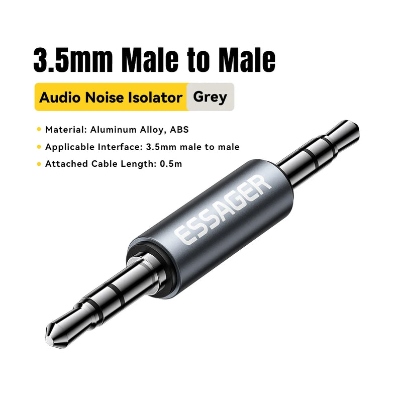 ឧបករណ៍ភ្ជាប់អូឌីយ៉ូ Essager 3.5mm បុរសទៅបុរស Jack សម្រាប់ទូរស័ព្ទចល័តកាសស្តាប់ត្រចៀករថយន្ត MP3 ឧបករណ៍បំពងសម្លេងកុំព្យូទ័រយួរដៃថេប្លេត Jack ស្តេរ៉េអូ