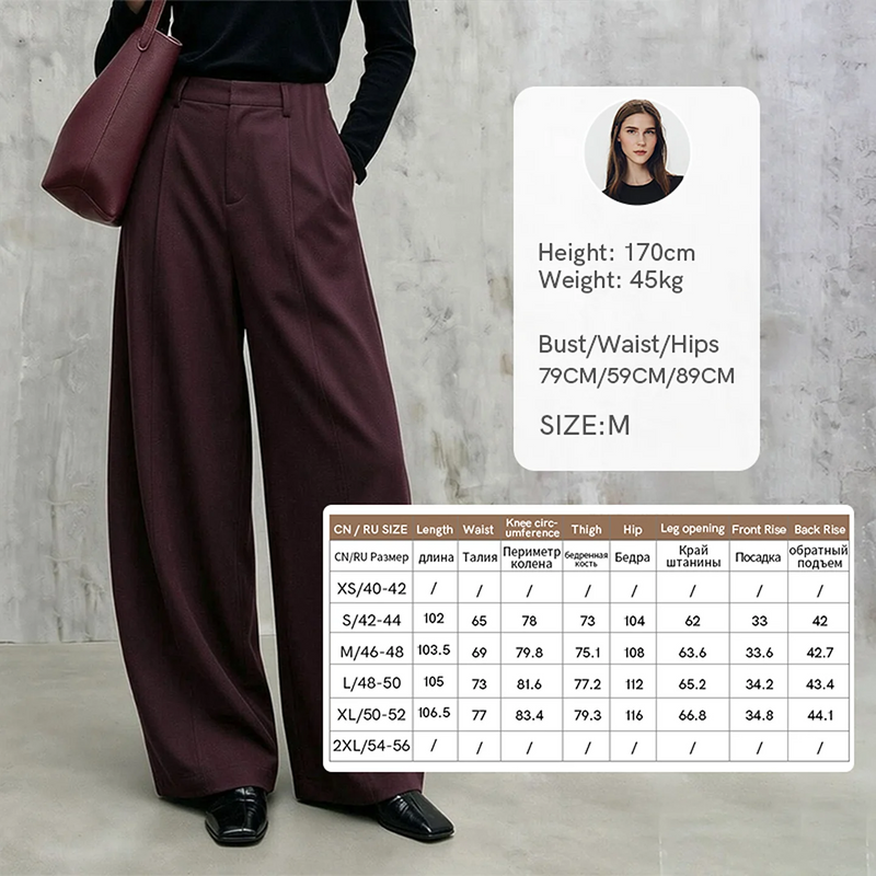 Amii Women's Wide Leg Pants Cotton Casual Loose Fit Minimalist Long Trousers 2026 Autumn Straight Pants Woman Clothing 12643015