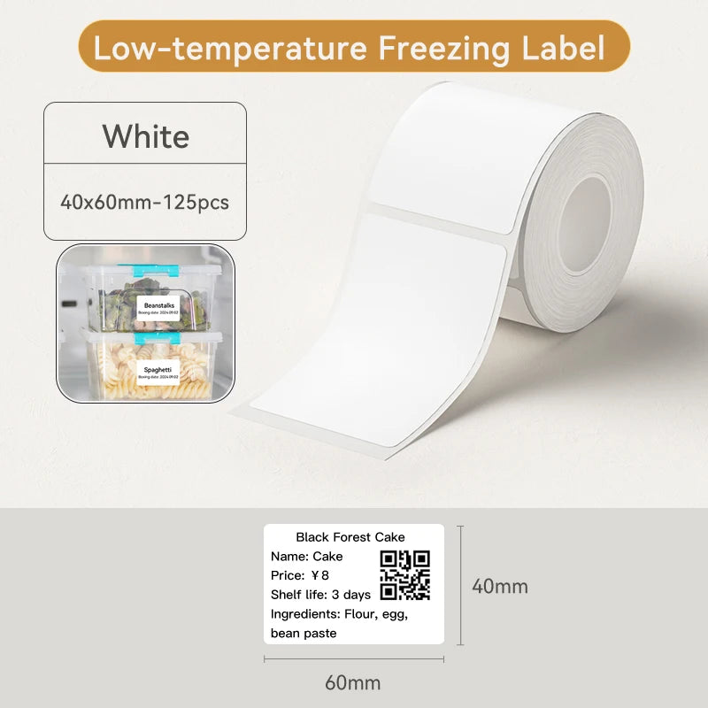 1 Roll NIIMBOT White/Cold Thermal Adhesive Label for B1 B21 B3S B31 B4 Anti-Oil Tear-Resistant Price Tag Home Bussiness Use
