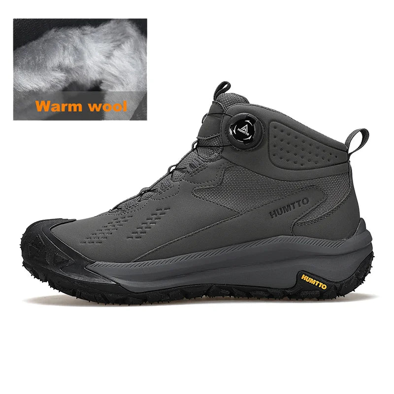 HUMTTO Outdoor Boots for Men Genuine Leather Hiking Shoes Non-slip Camping Trekking Men's Sports Shoes Winter Safety Sneakers