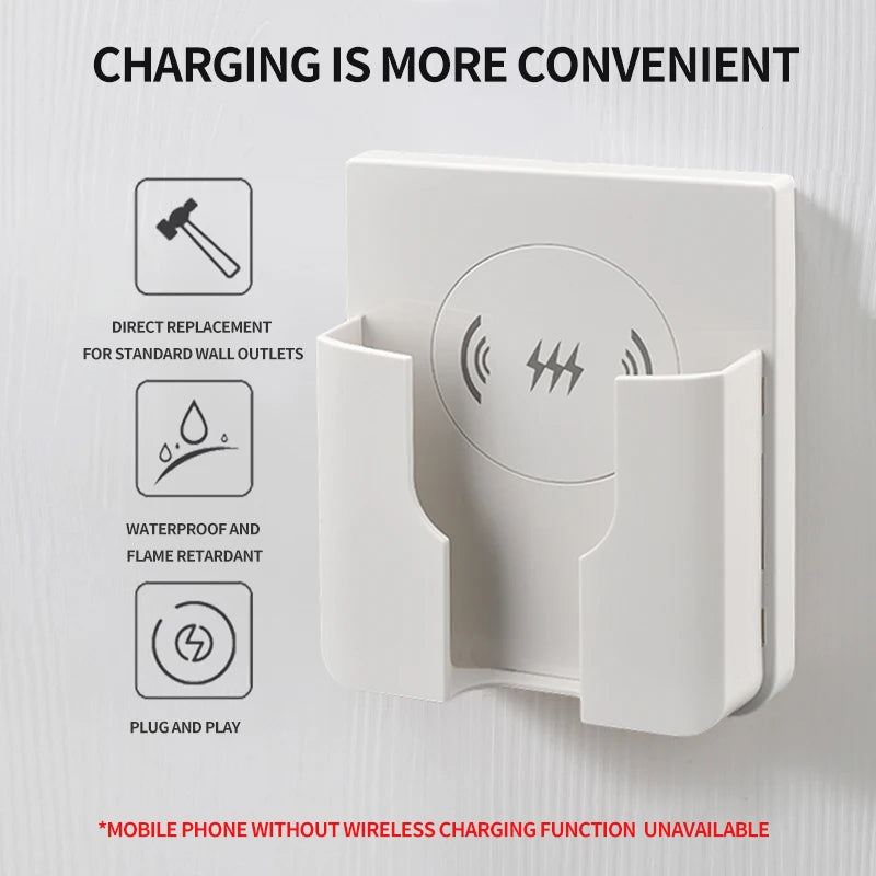 QI Universal Flush Wall Mount Wireless Charger,15W Fast Charging Stand for Phones,AC 110–220V