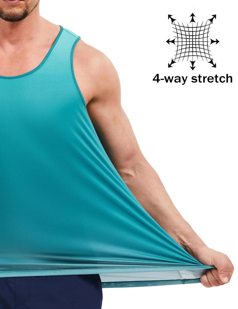 TACVASEN Men's Summer UPF 80+ Quick Dry Muscle Tank Tops Colorful Workout Stretchy Sleeveless Shirts Gym Athletic Swim Tee Tops