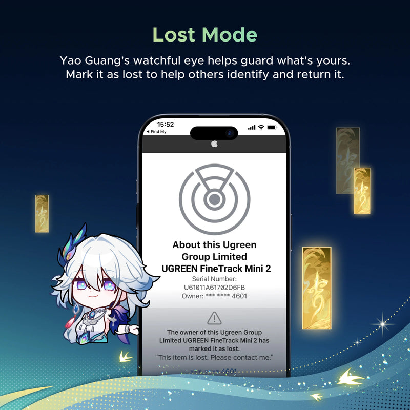 UGREEN FineTrack Mini 2 Honkai: Star Rail Edition Smart Bluetooth Tracker, FineTrack Mini 2, Apple Find My Compatible, iOS Only