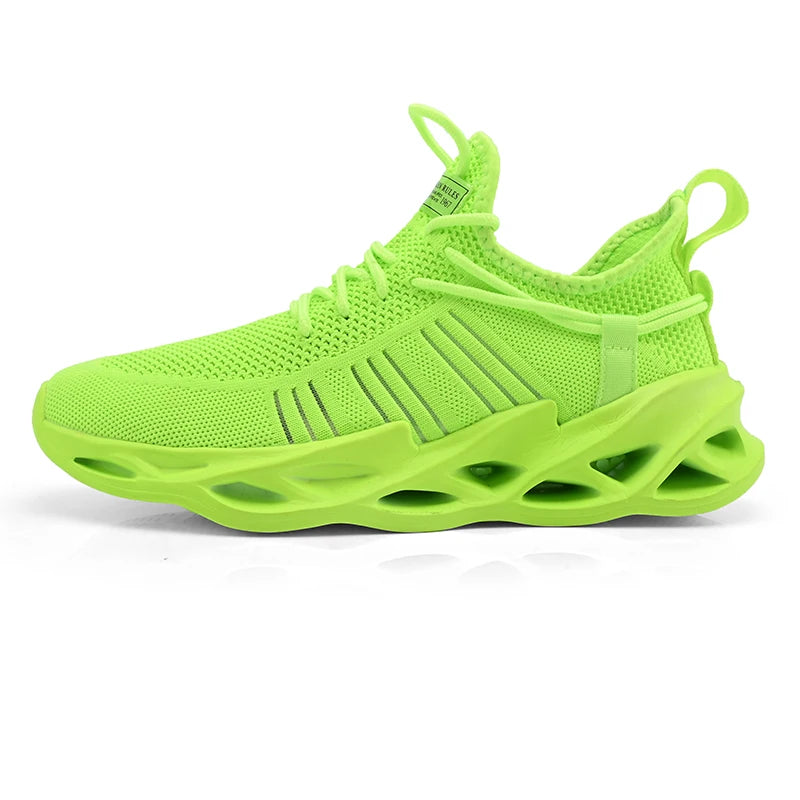Unisex Sports Shoes Lightweight Soft Thick Soled Rebounding Trendy Mesh Breathable Outdoor Morning Running Training Tennis Shoes