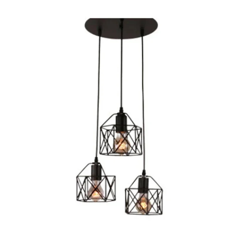 JOYINLED 1/3 Heads Simple Black Pendant Ceiling Light Industry Hanging Lampshade for Bedroom Kitchen Balcony Decorative Lighting