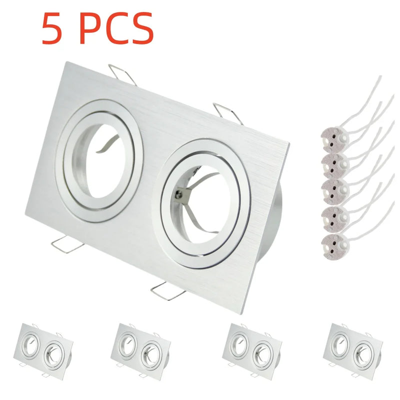 5pcs Square Recessed Spot Led Double Heads Frame GU10 MR16 Lamp Holder LED Down Light for Home Indoor Lighting Fixture
