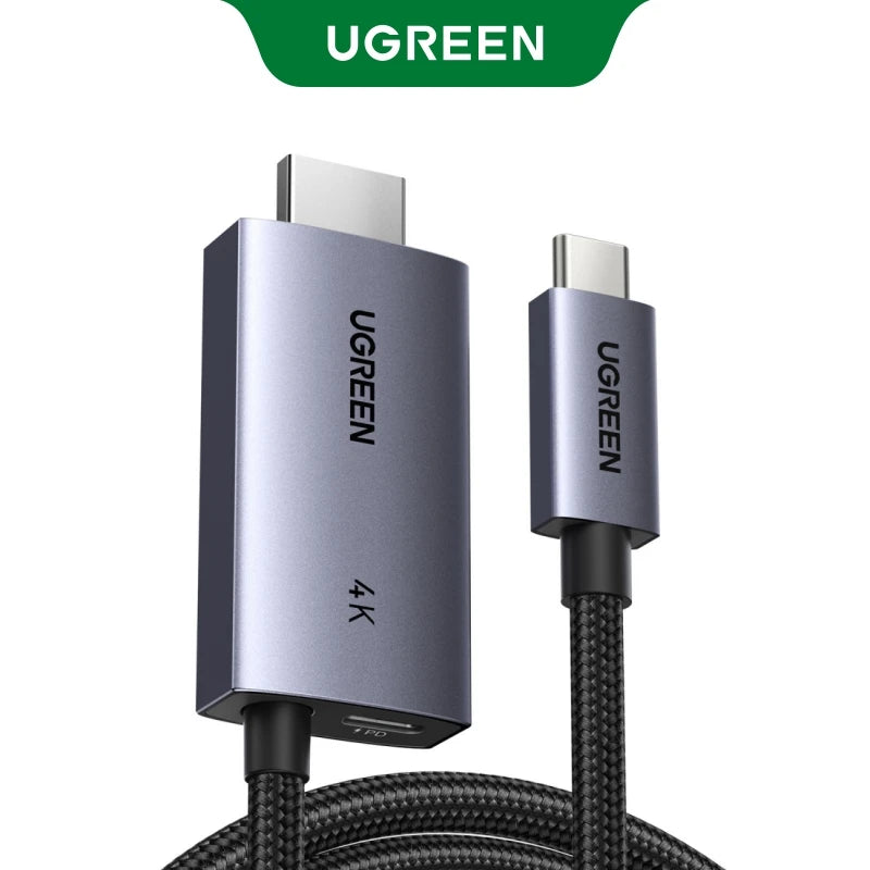 UGREEN USB C to HDMI Cable with 100W PD Fast Charging Adapter 4K@60Hz 2-in-1 Thunderbolt Unidirectional Type C to HDMI 2m Cable