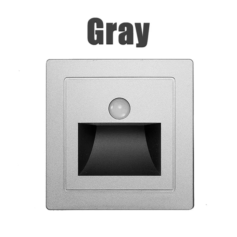 Infrared Human Sensor Stair Lights PIR Motion Sensor LED Night Light Recessed Wall Lamps Steps Hallway Staircase Bedroom